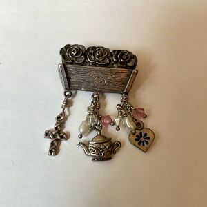 Sterling Flower Box 1” x 1 3/4” Brooch